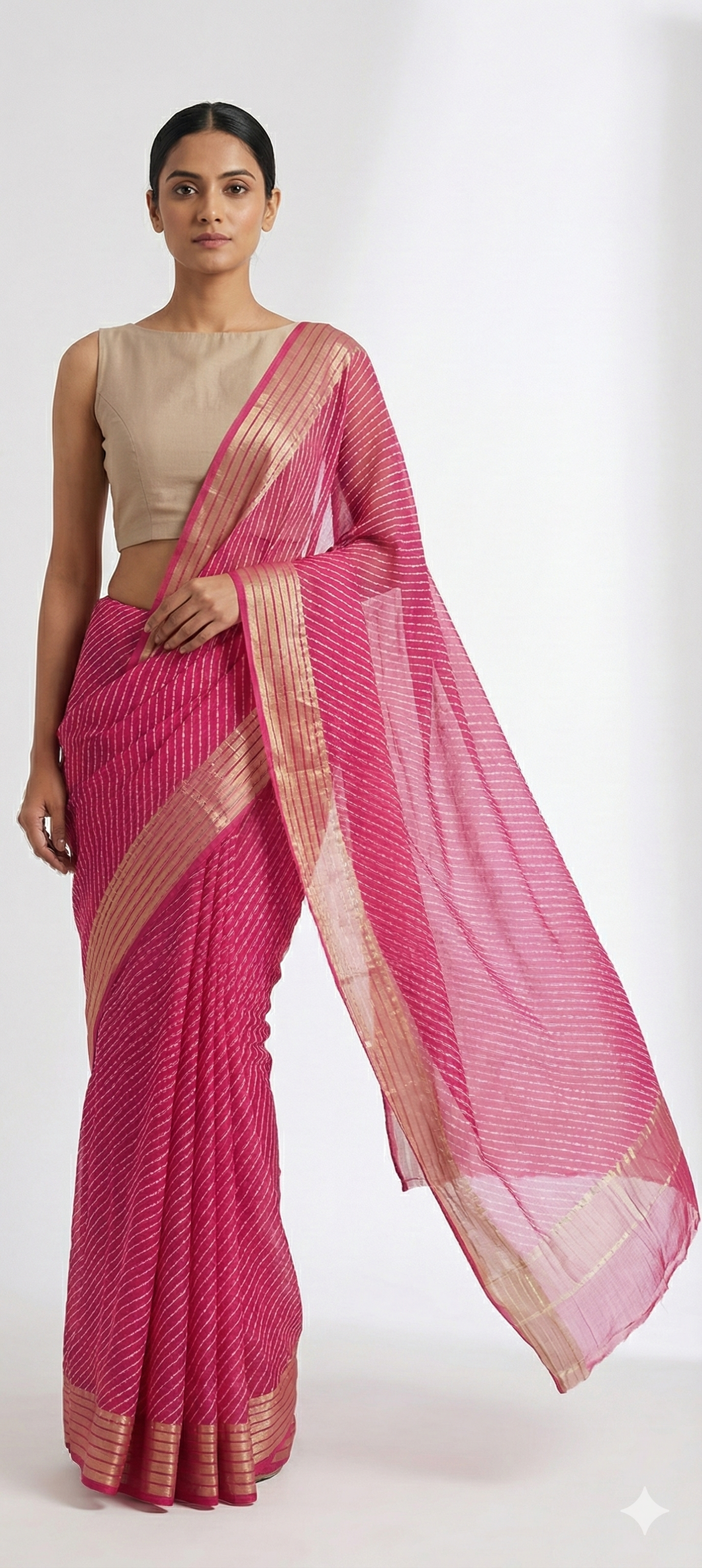 Beautiful Magenta Printed Chiffon Bandhej Bandhani Saree