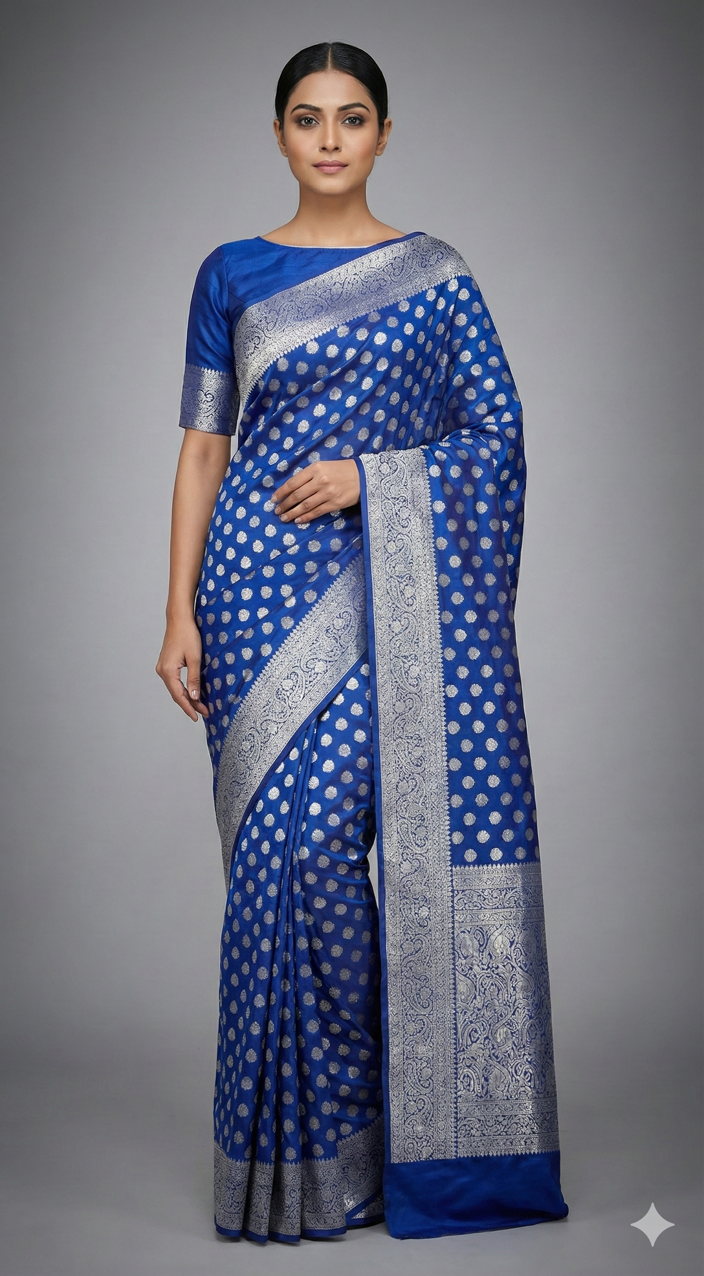 Royal Blue Khaddi Semi Georgette Banarasi Saree