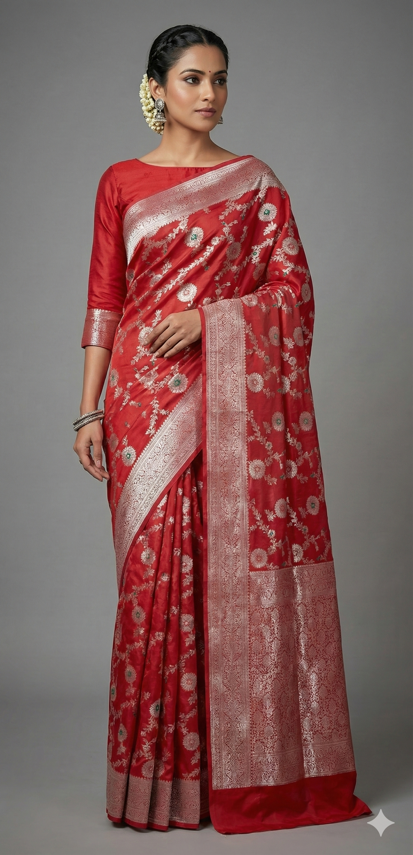 Red Khaddi Katan Banarasi Saree