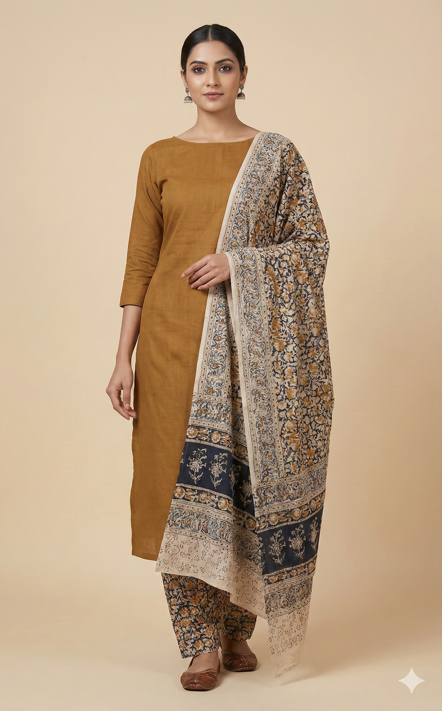 Yellow Kalamkari Salwar Kameez Dress Material