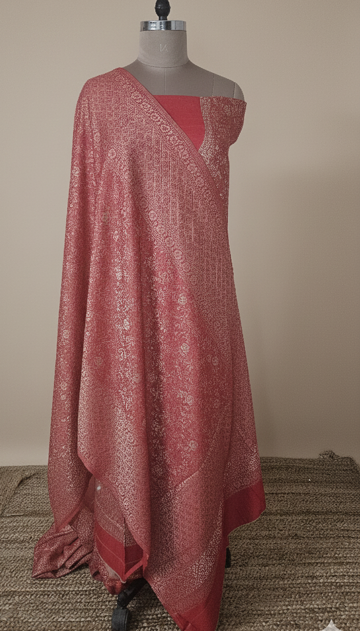 Jamawar Pashmina Weaving Three Piece Dress Material Suit | Premium Winter Ethnic Wear EVP2