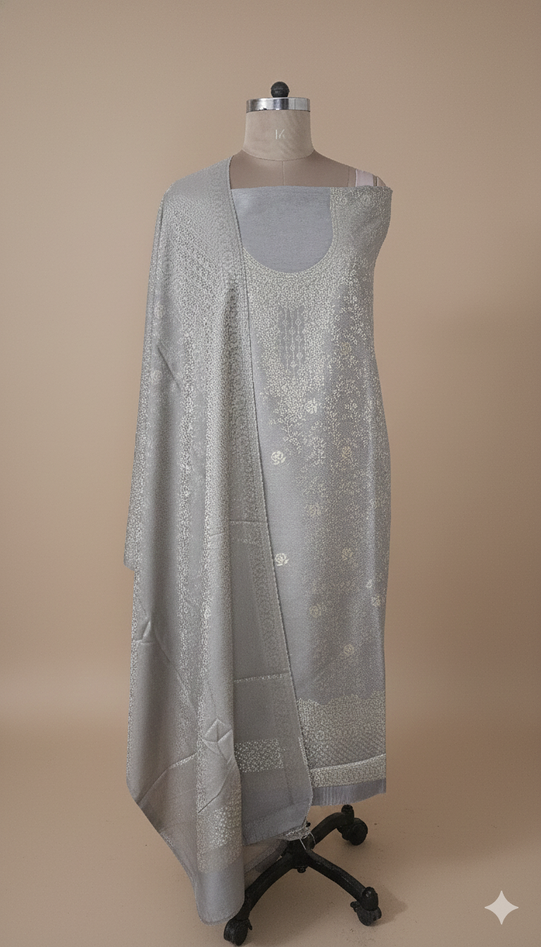 Jamawar Pashmina Weaving Three Piece Dress Material Suit | Premium Winter Ethnic Wear EVP3