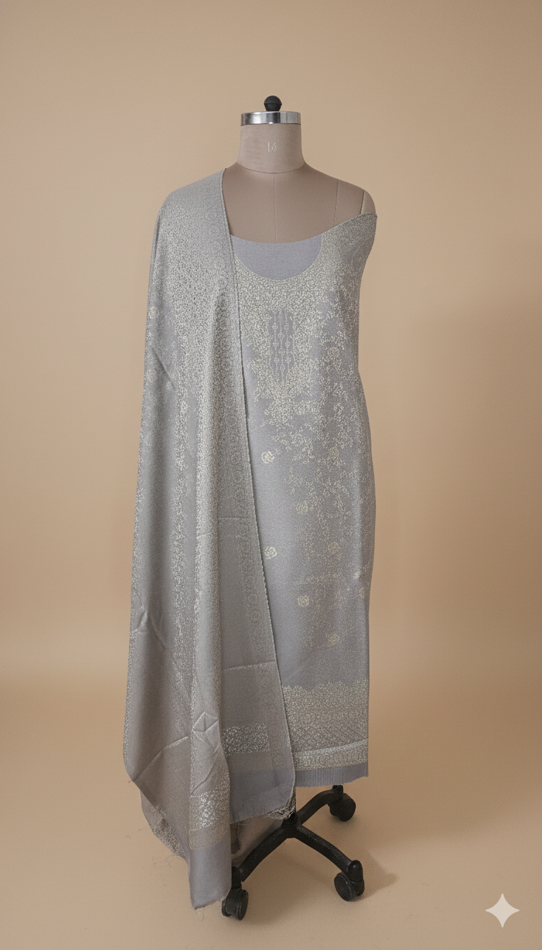 Jamawar Pashmina Weaving Three Piece Dress Material Suit | Premium Winter Ethnic Wear EVP3