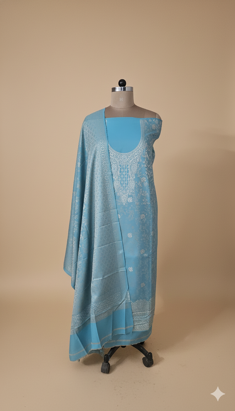 Jamawar Pashmina Weaving Three Piece Dress Material Suit | Premium Winter Ethnic Wear EVP4