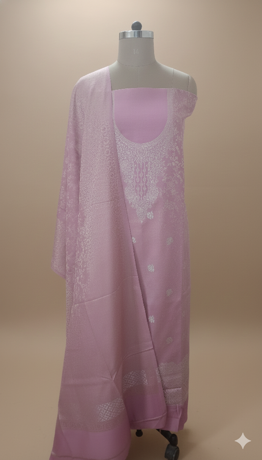 Jamawar Pashmina Weaving Three Piece Dress Material Suit | Premium Winter Ethnic Wear EVP1