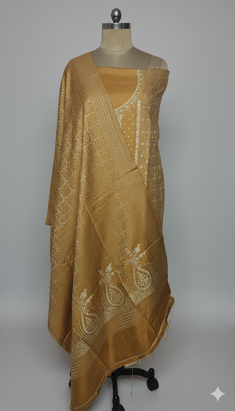 Jamawar Pashmina Weaving Three Piece Dress Material Suit | Premium Winter Ethnic Wear EVP7