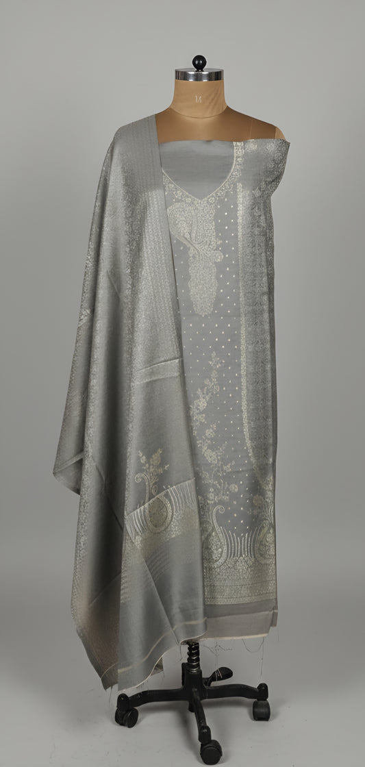 Jamawar Pashmina Weaving Three Piece Dress Material Suit | Premium Winter Ethnic Wear EVP8