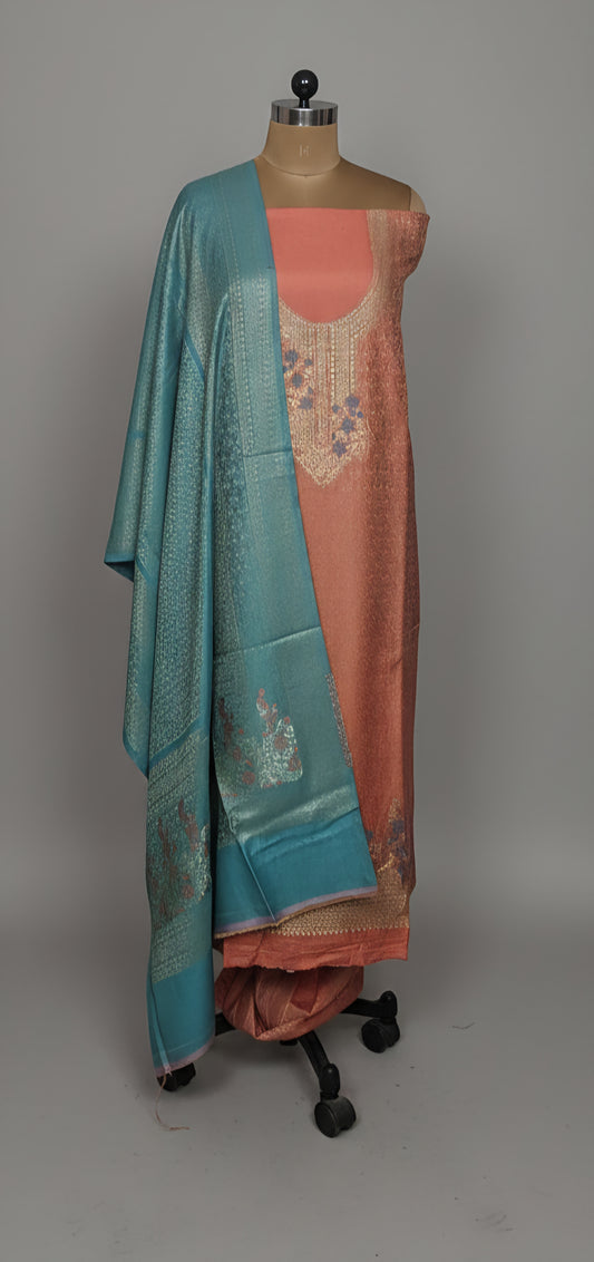 Jamawar Pashmina Weaving Three Piece Dress Material Suit | Premium Winter Ethnic Wear EVP14