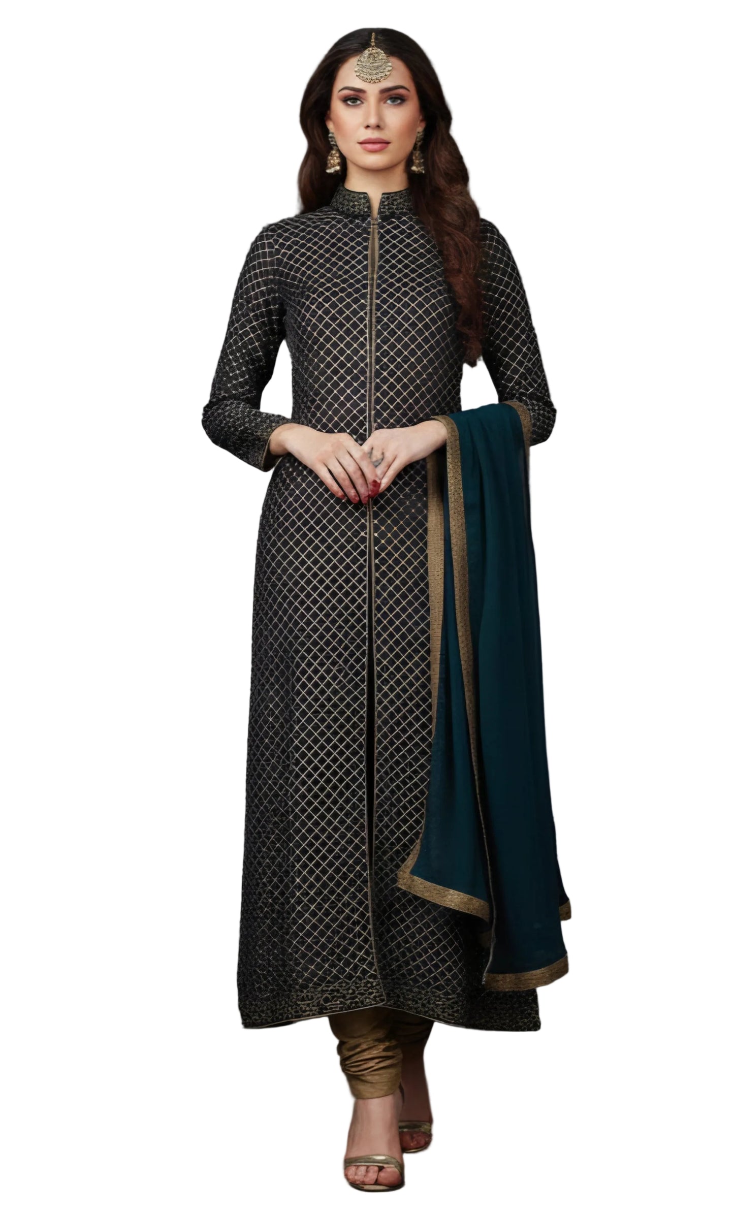 Designer Blue Georgette Semi Stitched Suit M3202