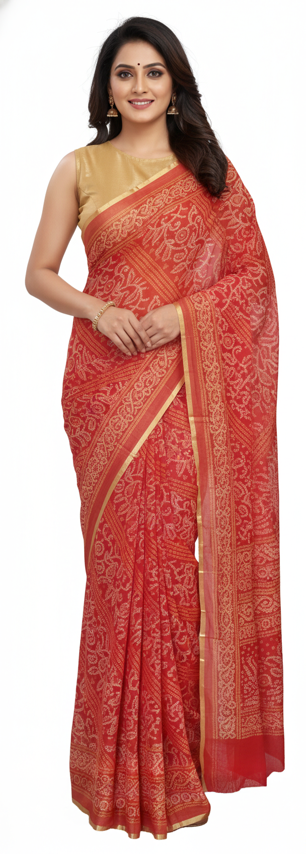 Bandhani Printed Chiffon Chinon Saree SHV01