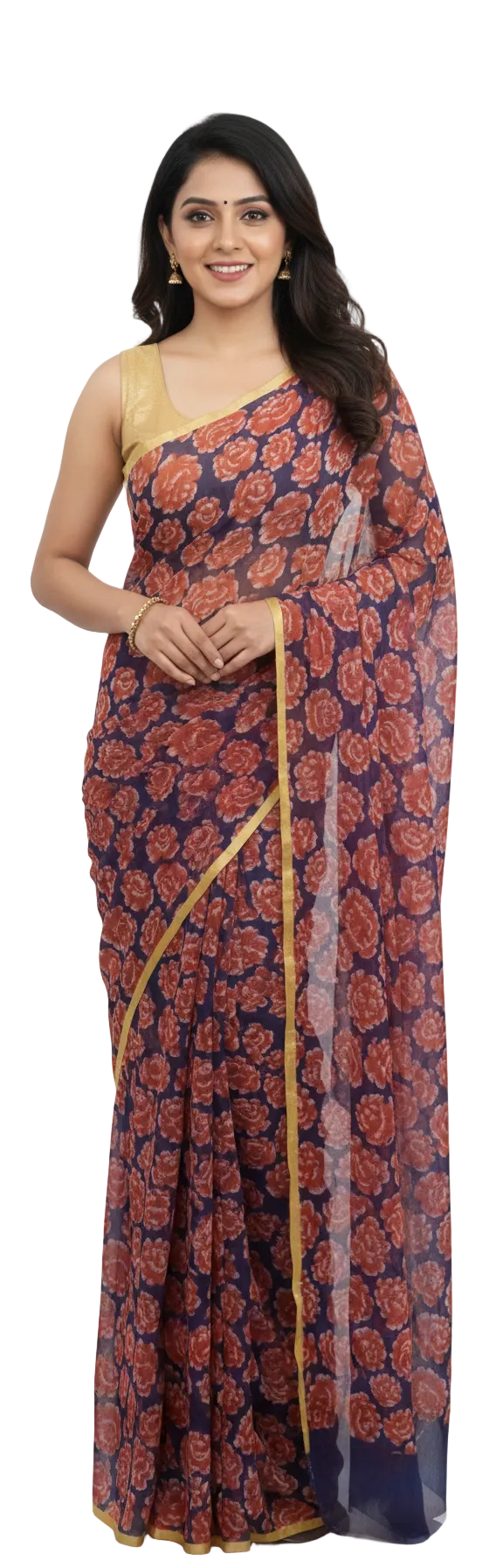 Floral Printed Chiffon Chinon Saree SHV02