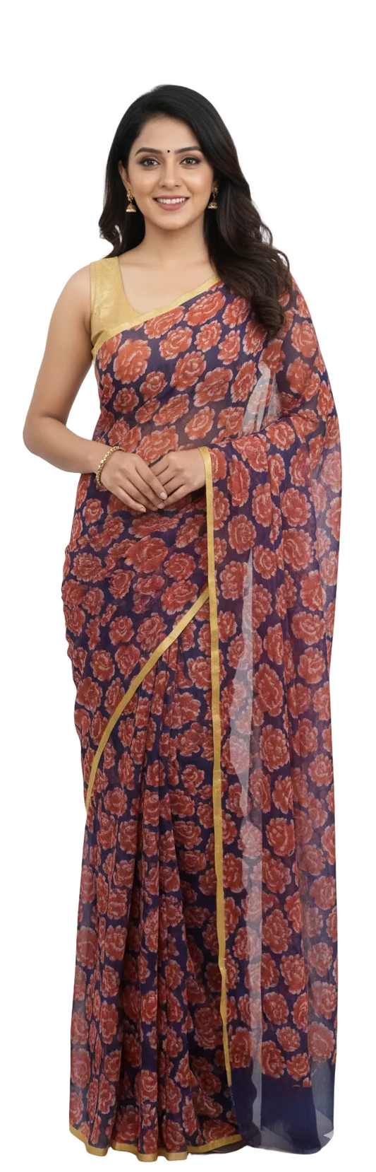 Floral Printed Chiffon Chinon Saree SHV02