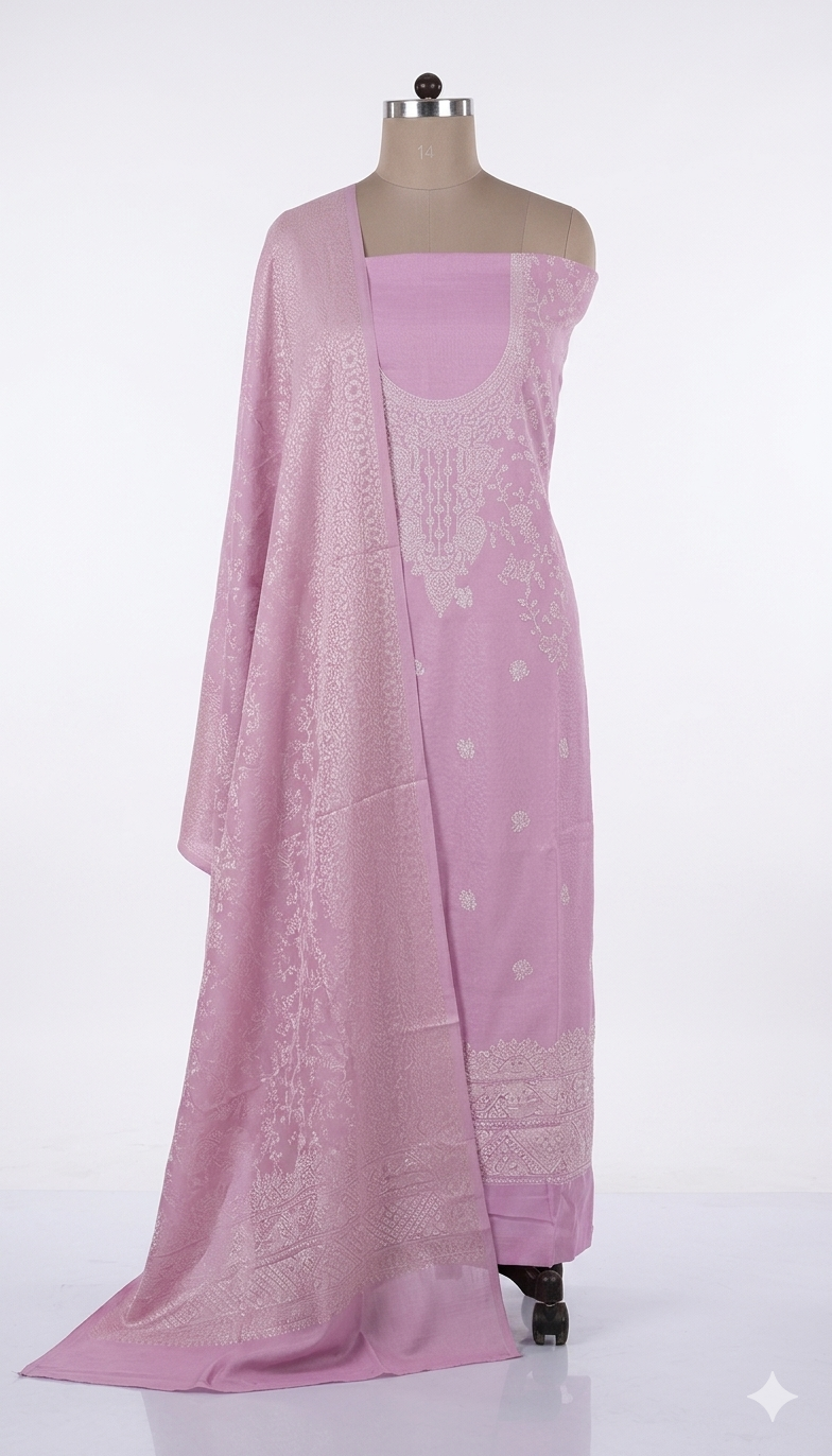 Jamawar Pashmina Weaving Three Piece Dress Material Suit | Premium Winter Ethnic Wear EVP1