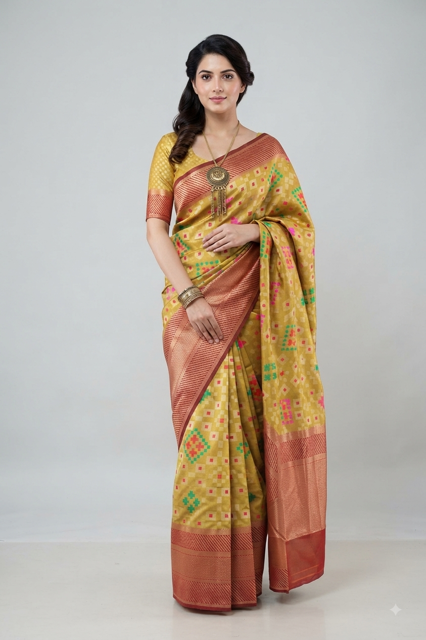 Designer Yellow Weaven Pure Silk Saree MAN1203