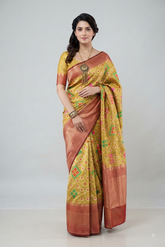 Designer Yellow Weaven Pure Silk Saree MAN1203