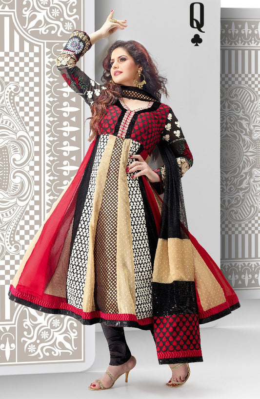 Designer Georgette Stitched Black Anarkali Dress Material Z1807