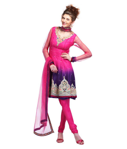 Pink Net Women Salwar Suit Dress Material SCA2007A - Ethnic's By Anvi Creations