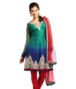 Green Net Women Salwar Suit Dress Material SCA2007B