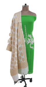 Jaipuri Pearl Hand Work Green Georgette Kurti Kurta Fabric GP48