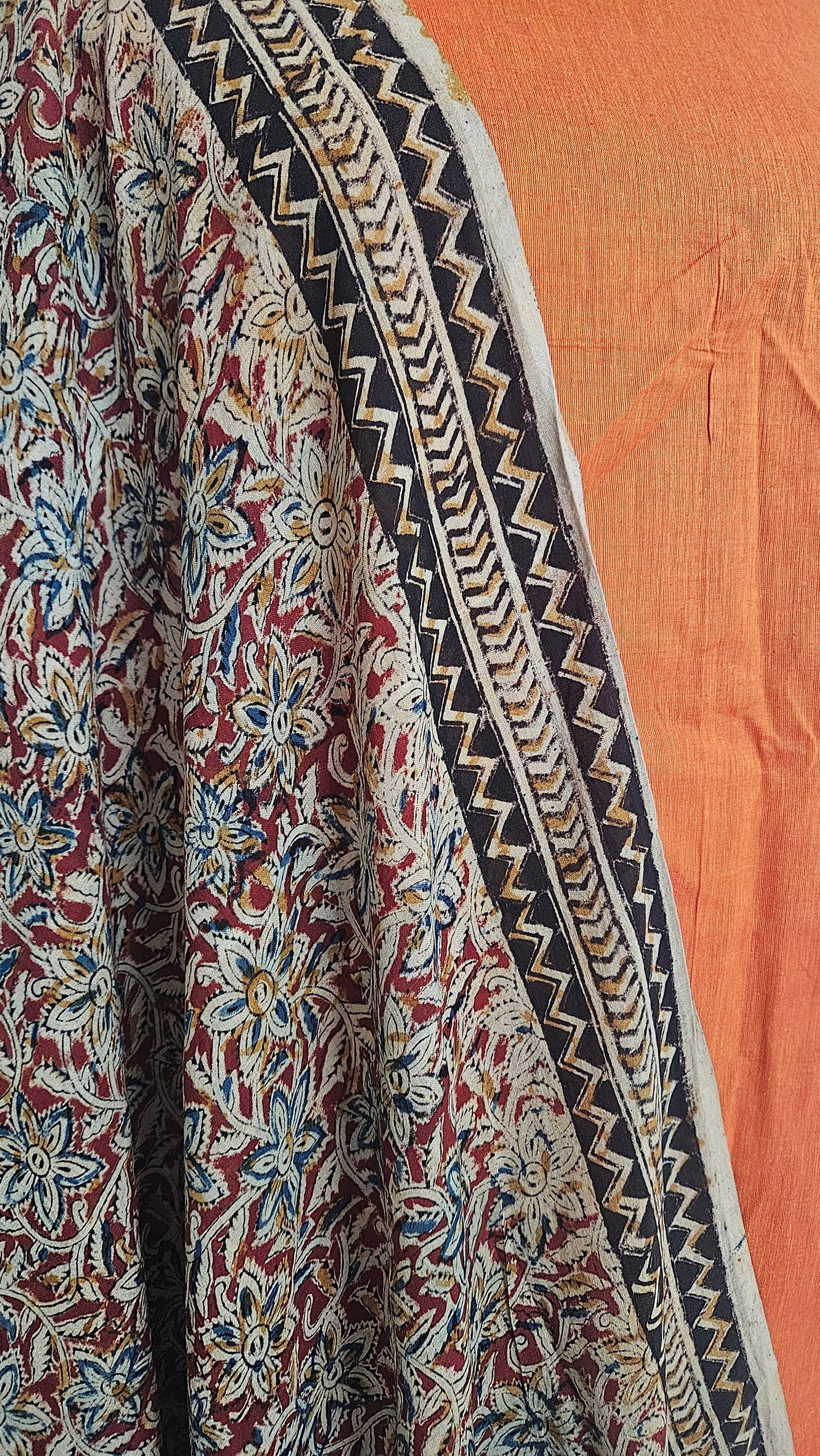 Orange Kalamkari Salwar Kameez Dress Material