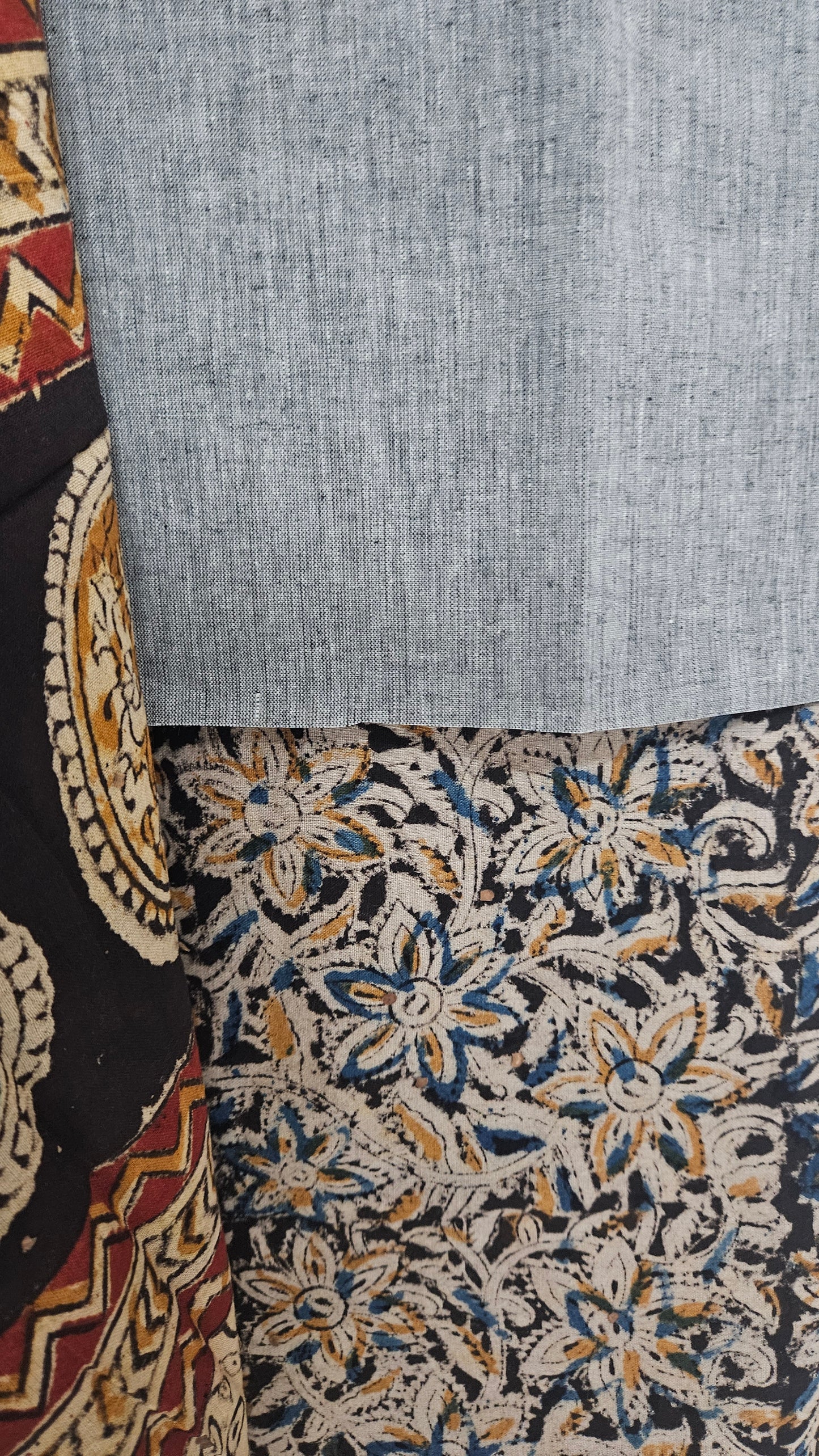 Grey Kalamkari Salwar Kameez Dress Material