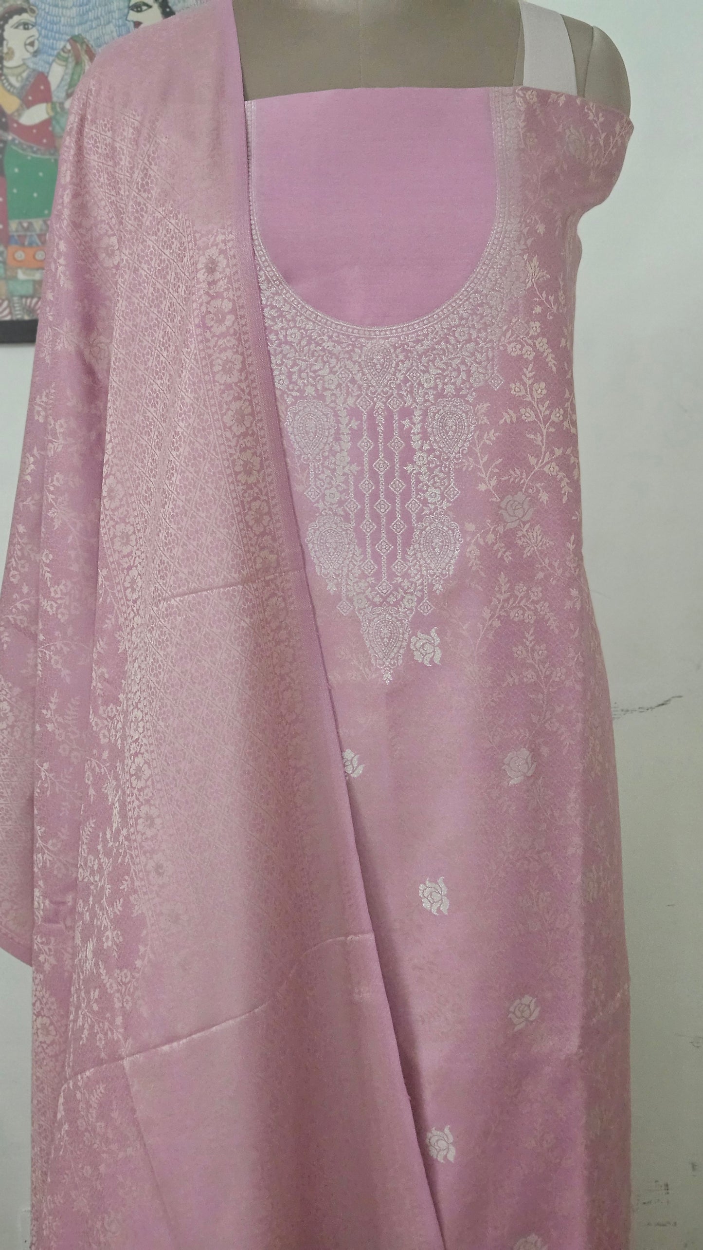 Jamawar Pashmina Weaving Three Piece Dress Material Suit | Premium Winter Ethnic Wear EVP1