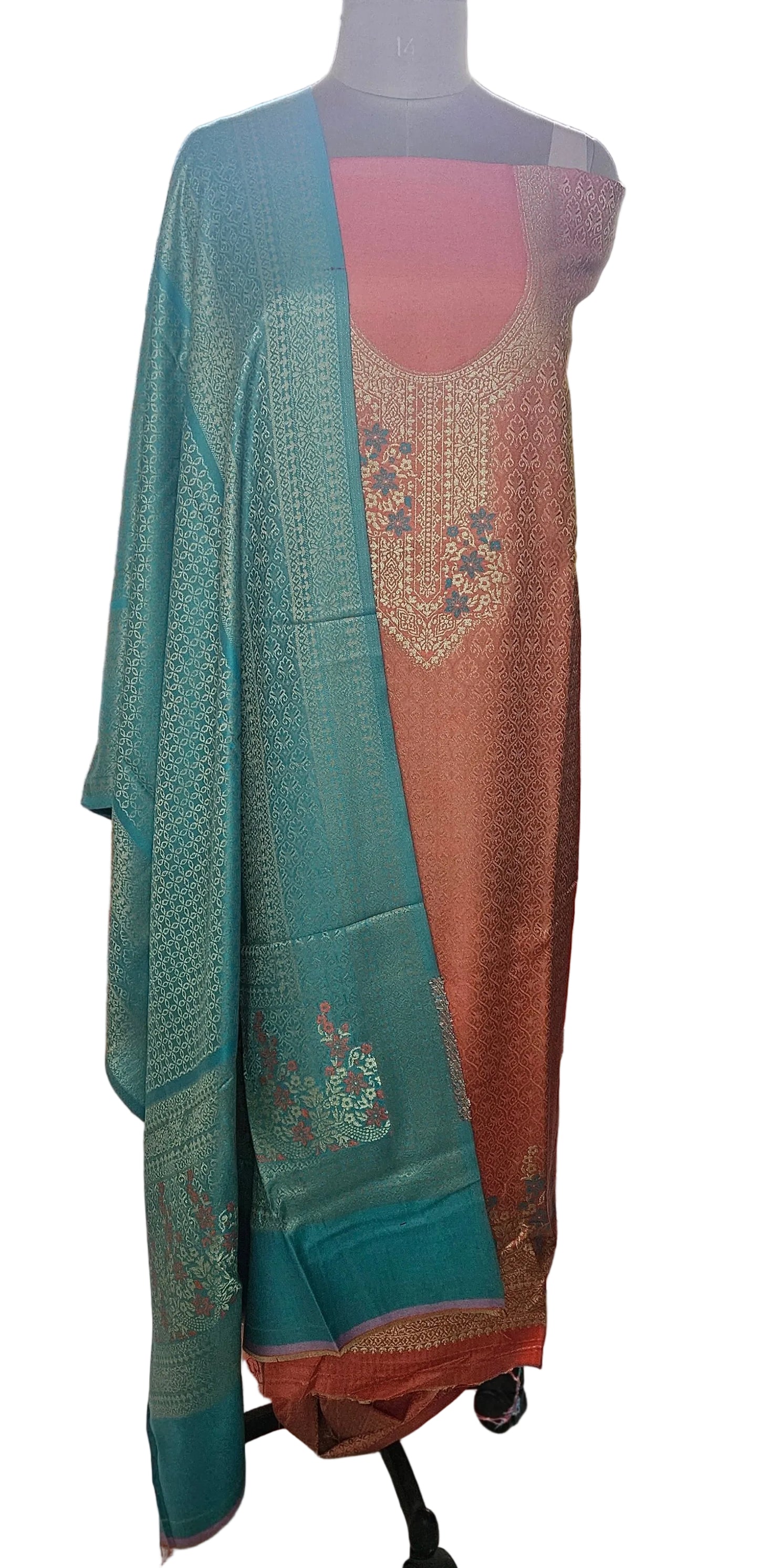 Jamawar Pashmina Weaving Three Piece Dress Material Suit | Premium Winter Ethnic Wear EVP14