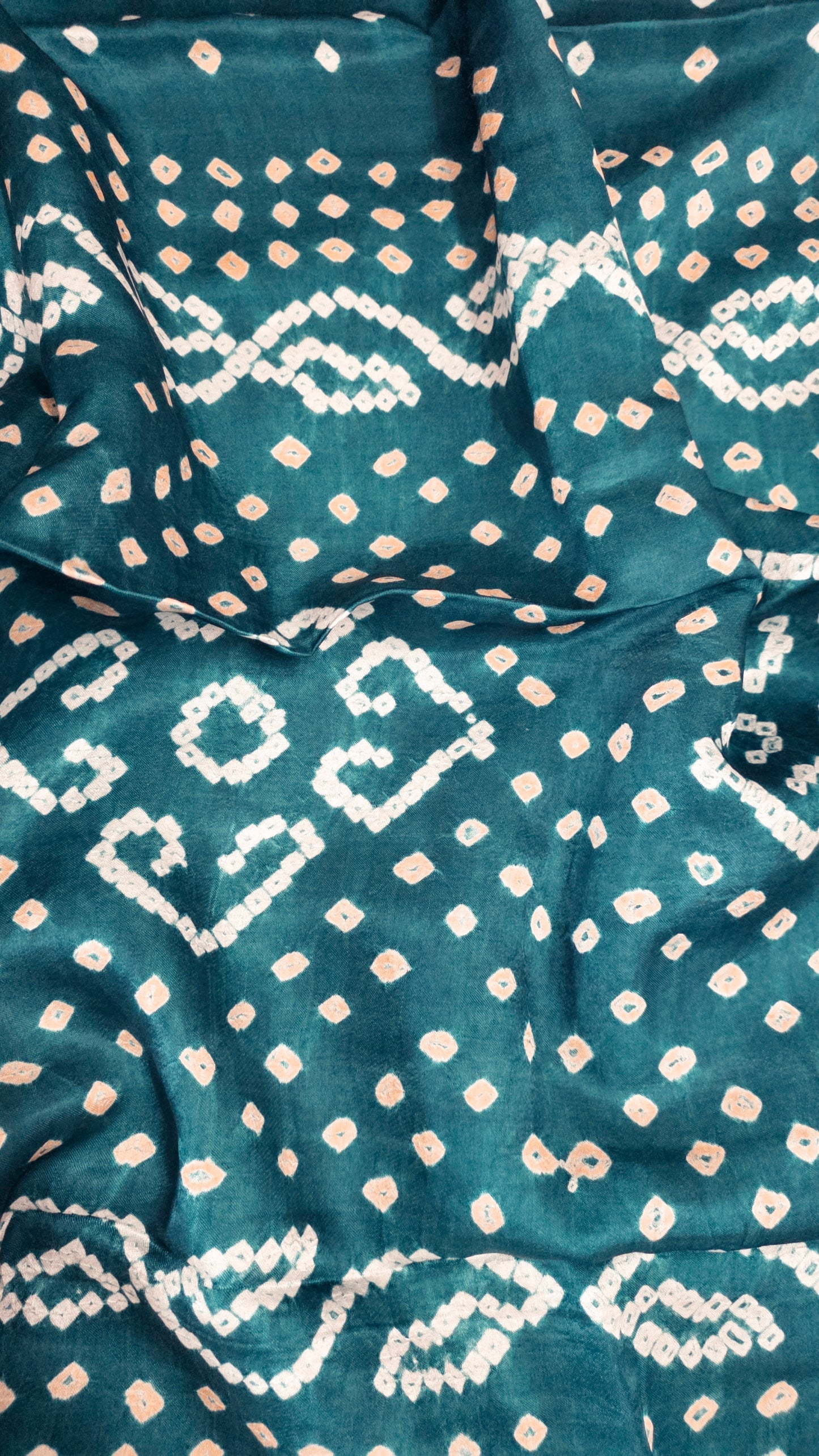 Turquoise Green Jaipuri Handcrafted Modal Gajji Bandhani Saree with Lagdi Patta Authentic Bandhej BANL02