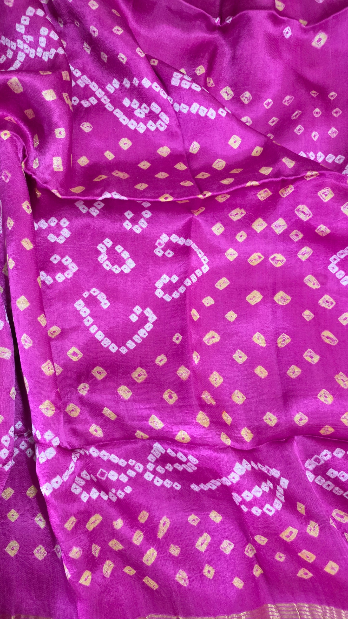 Pink Jaipuri Handcrafted Modal Gajji Bandhani Saree with Lagdi Patta Authentic Bandhej BANL03