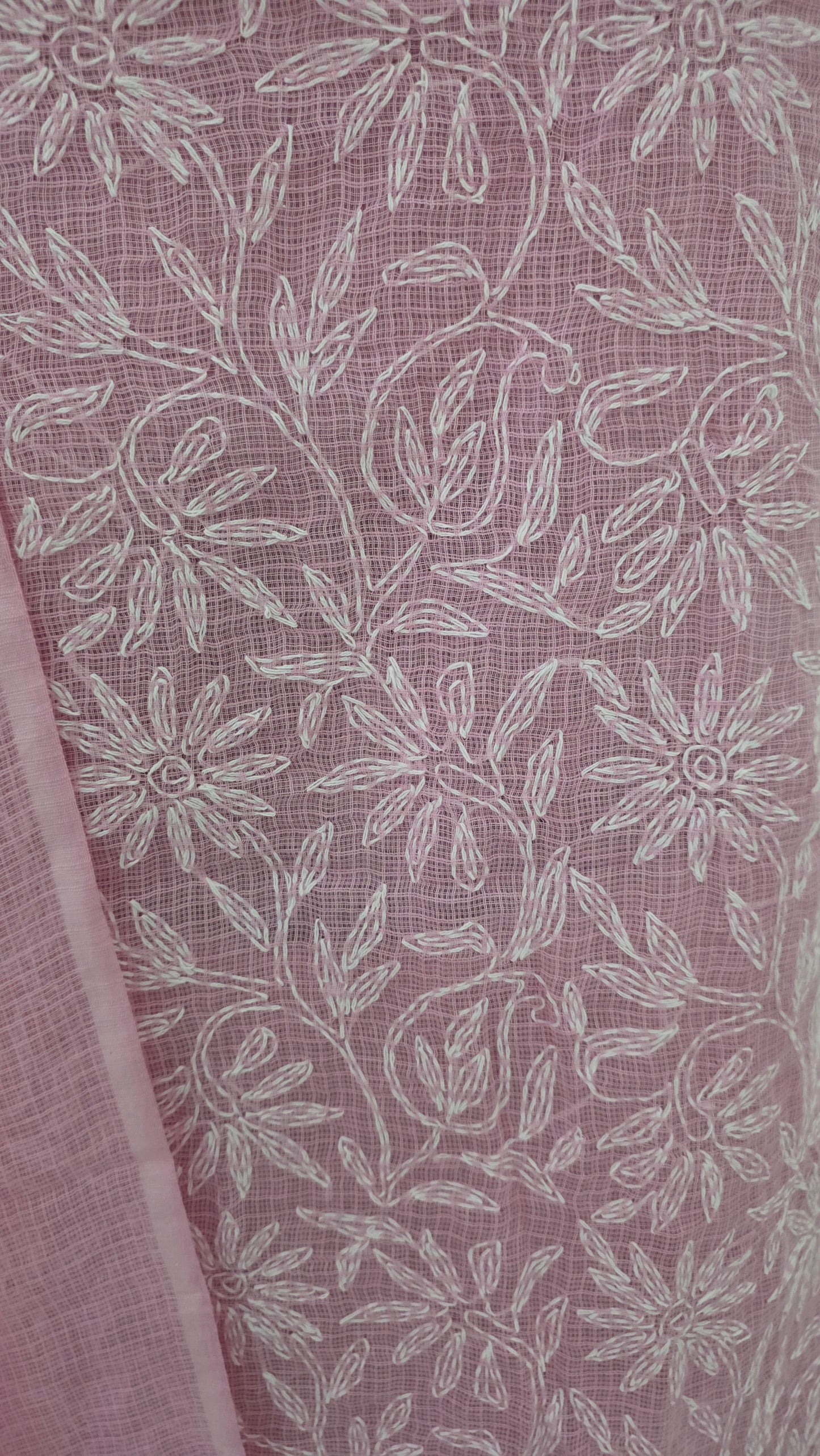 Authentic Chikankari Pink two piece Kota Cotton Suit dress Material