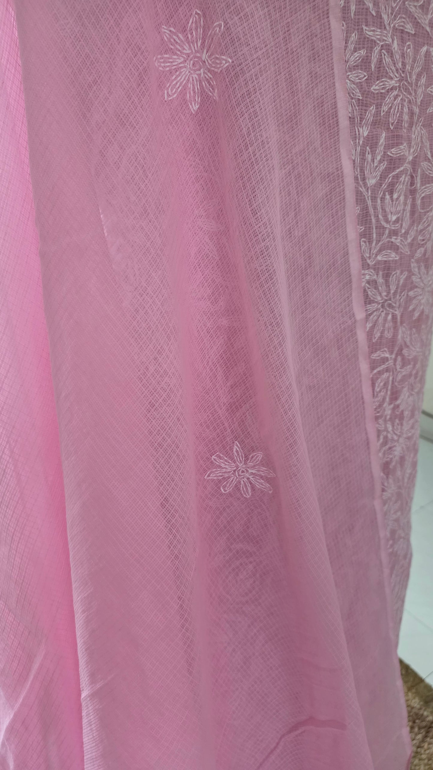 Authentic Chikankari Pink two piece Kota Cotton Suit dress Material