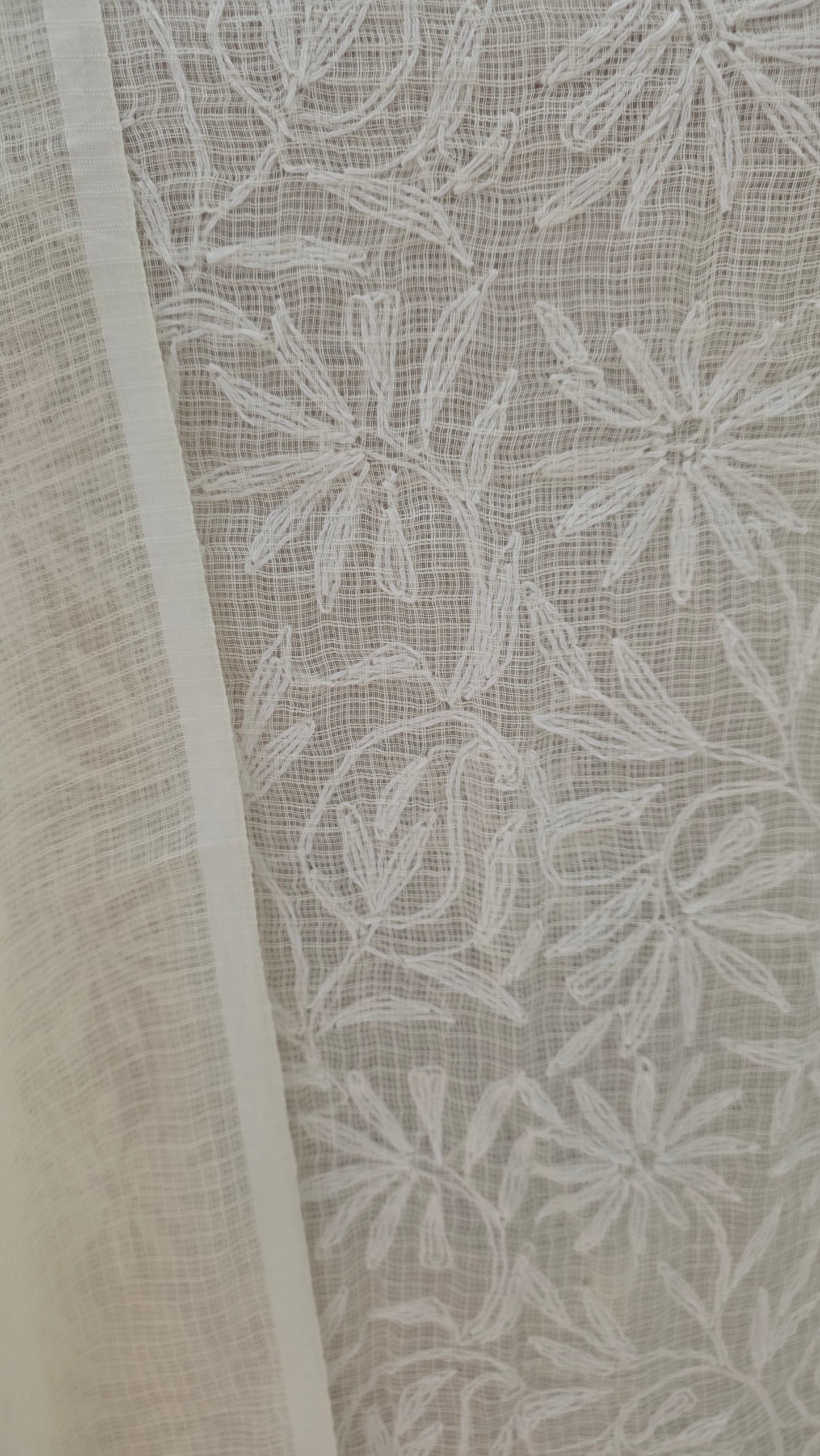 Authentic Chikankari Cream two piece Kota Cotton Suit dress Material