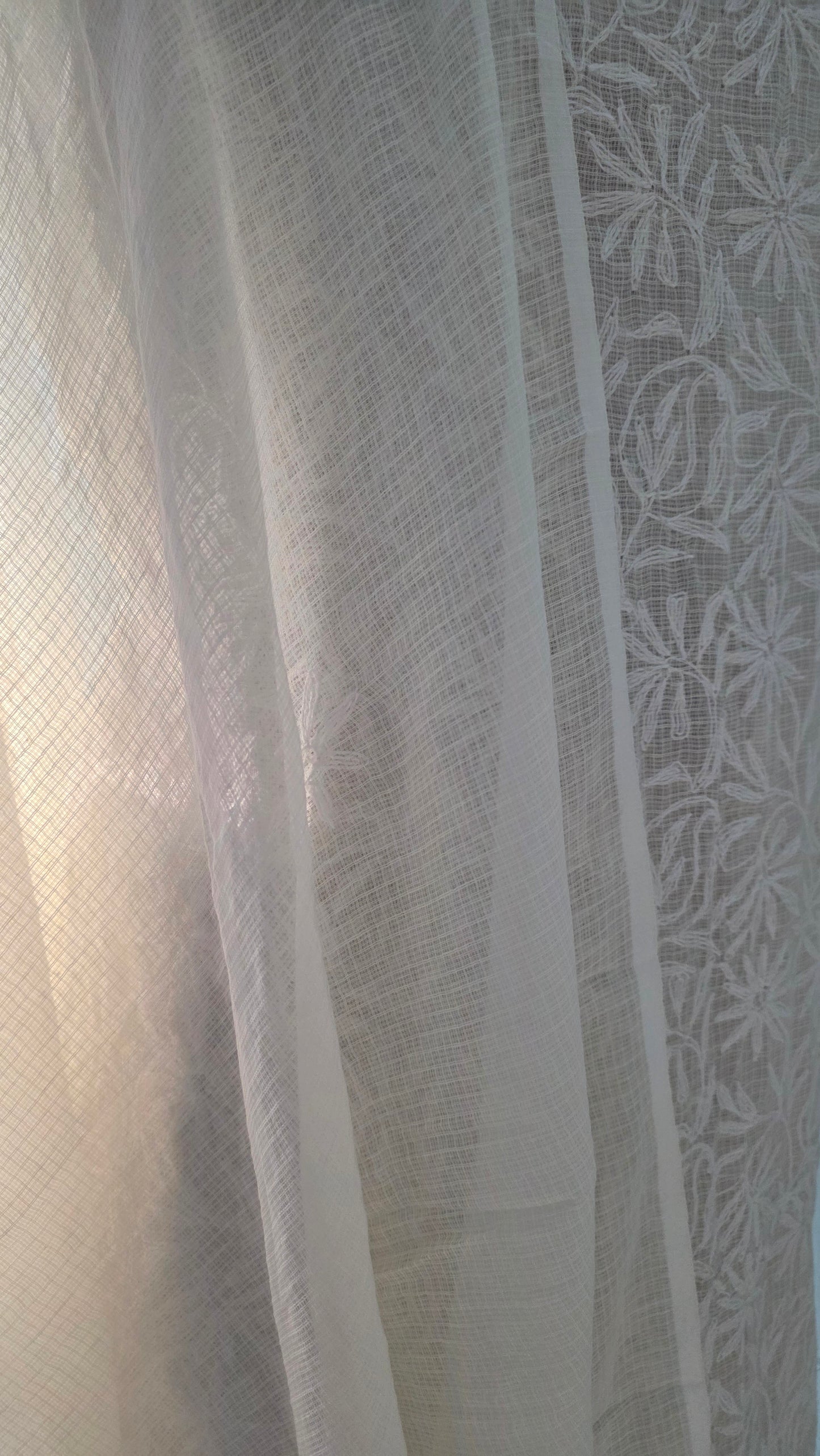 Authentic Chikankari Cream two piece Kota Cotton Suit dress Material
