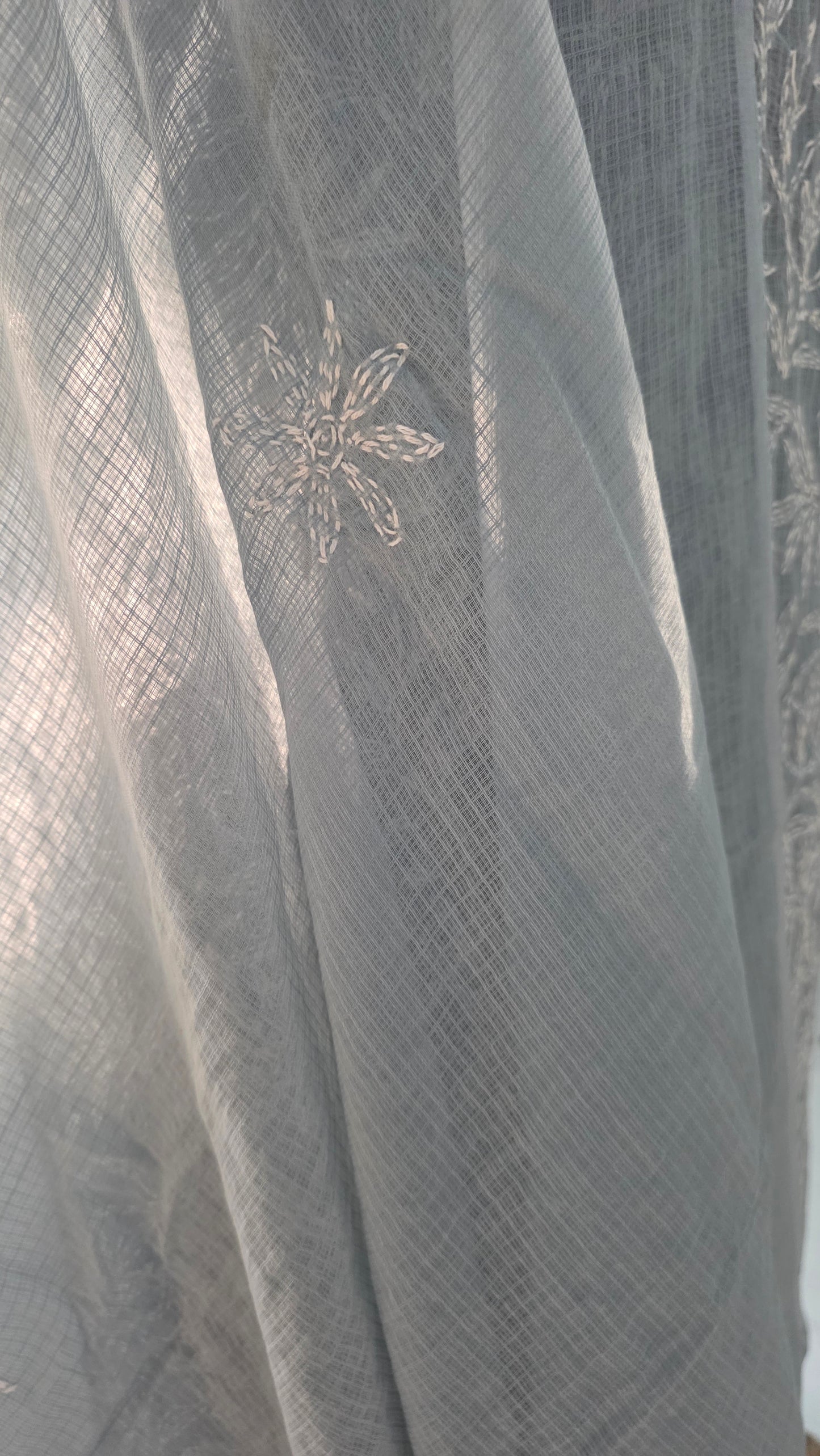 Authentic Chikankari Gray two piece Kota Cotton Suit dress Material