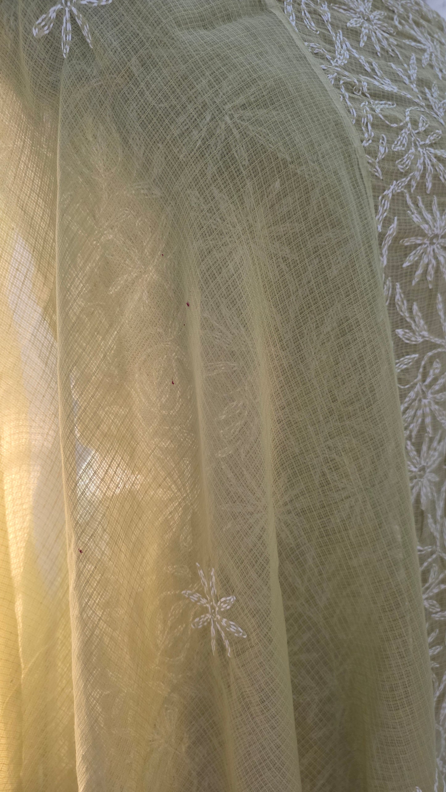 Authentic Chikankari Lime Green two piece Kota Cotton Suit dress Material