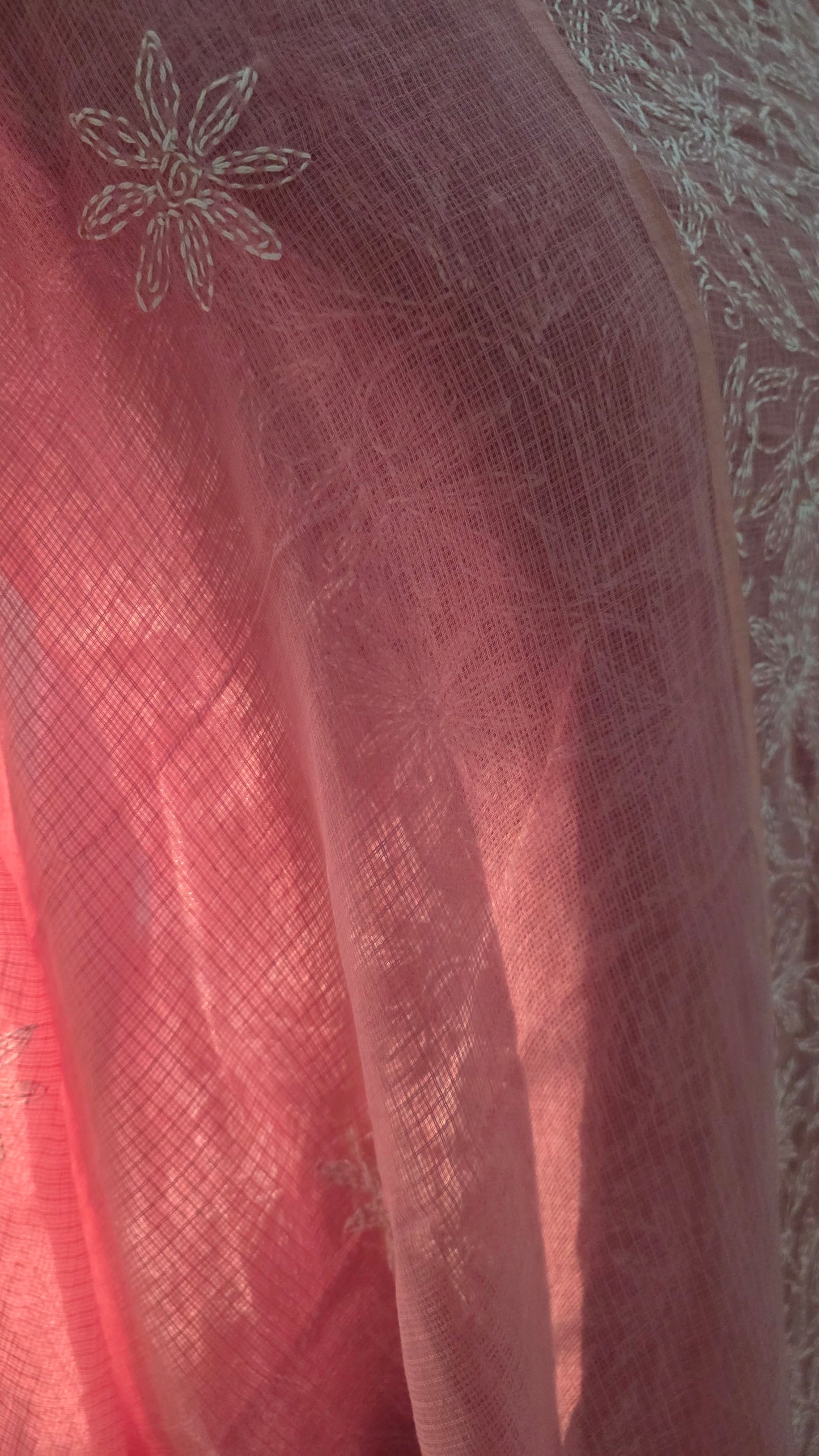 Authentic Chikankari Onion Pink two piece Kota Cotton Suit dress Material