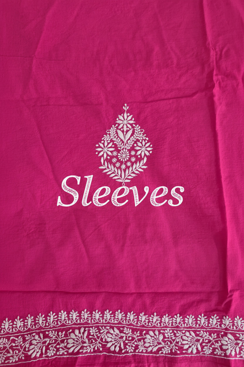 Magenta Chikankari Three Piece Suit set with Chanderi Dupatta