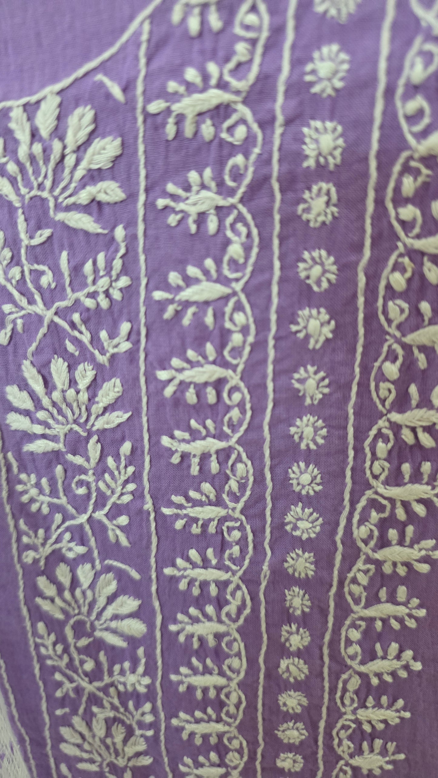 Mauve Chikankari Three Piece Suit set with Kota Dupatta