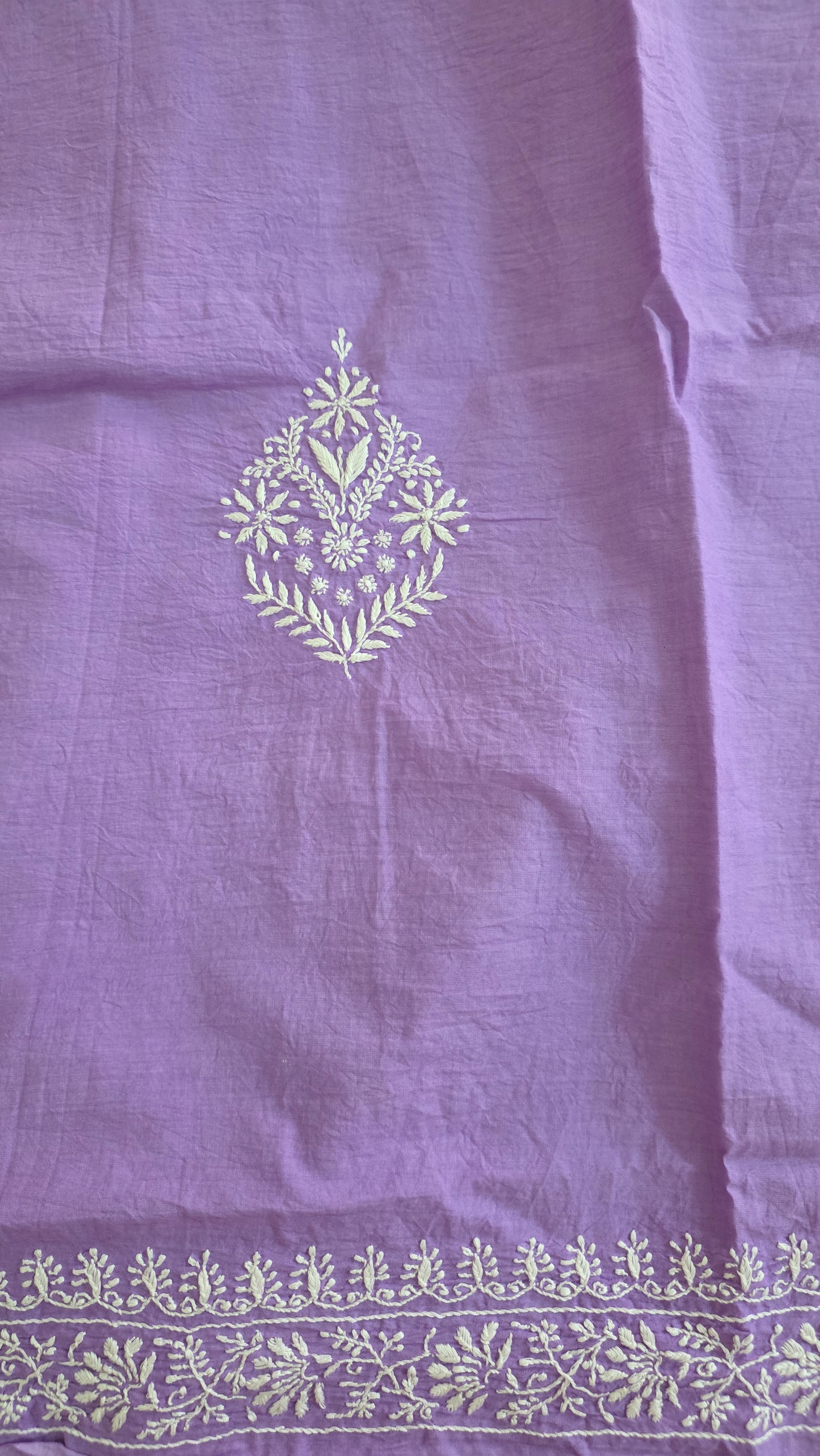Mauve Chikankari Three Piece Suit set with Kota Dupatta