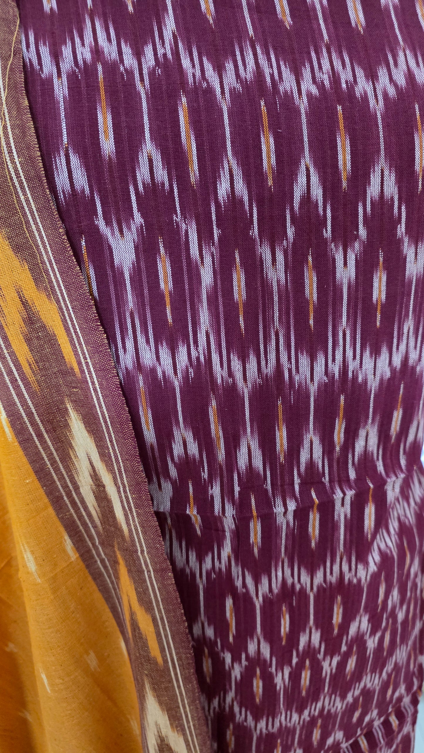Pochampally Single Ikkat Maroon Cotton Dress Material GIK13