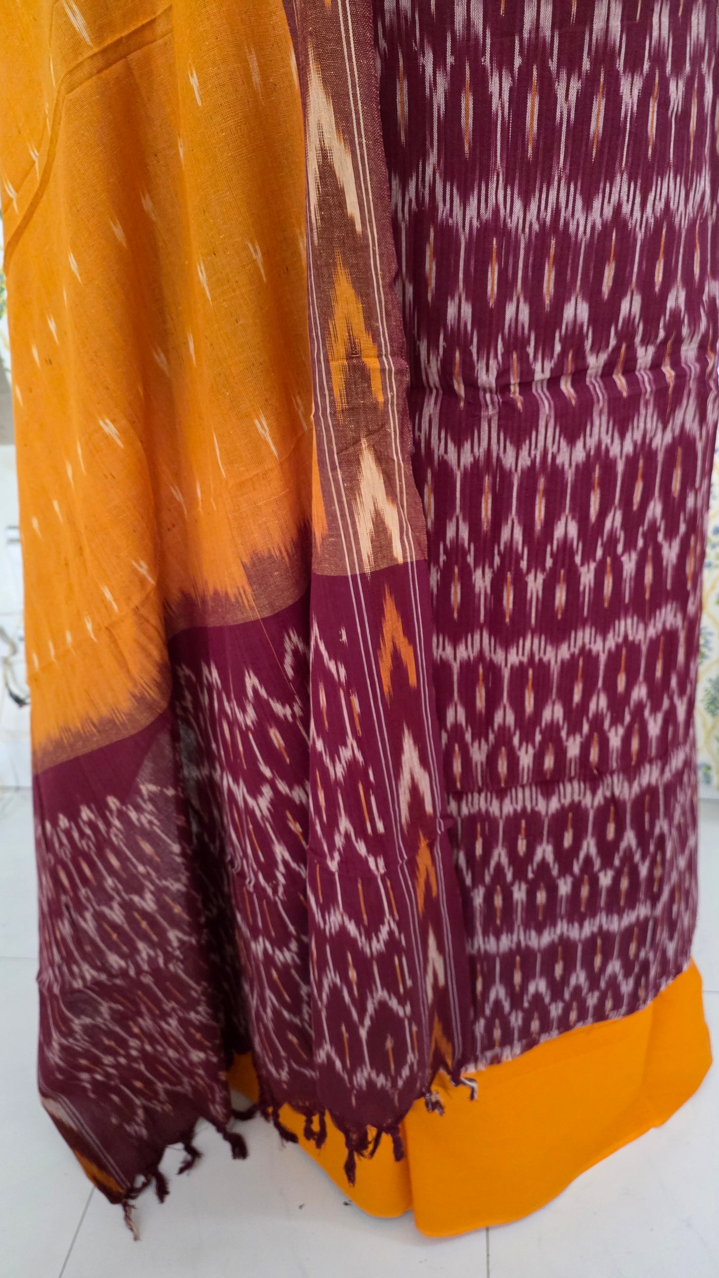 Pochampally Single Ikkat Maroon Cotton Dress Material GIK13