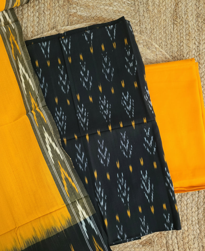 Pochampally Single Ikkat Black Cotton Dress Material GIK15