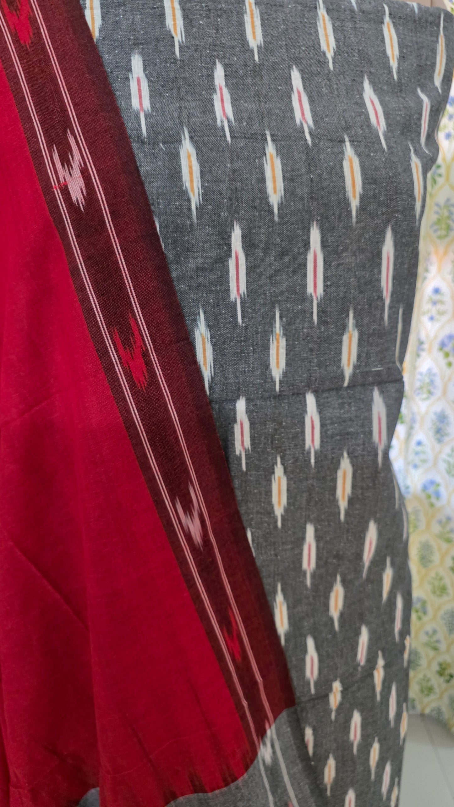 Pochampally Single Ikkat Grey Cotton Dress Material GIK14