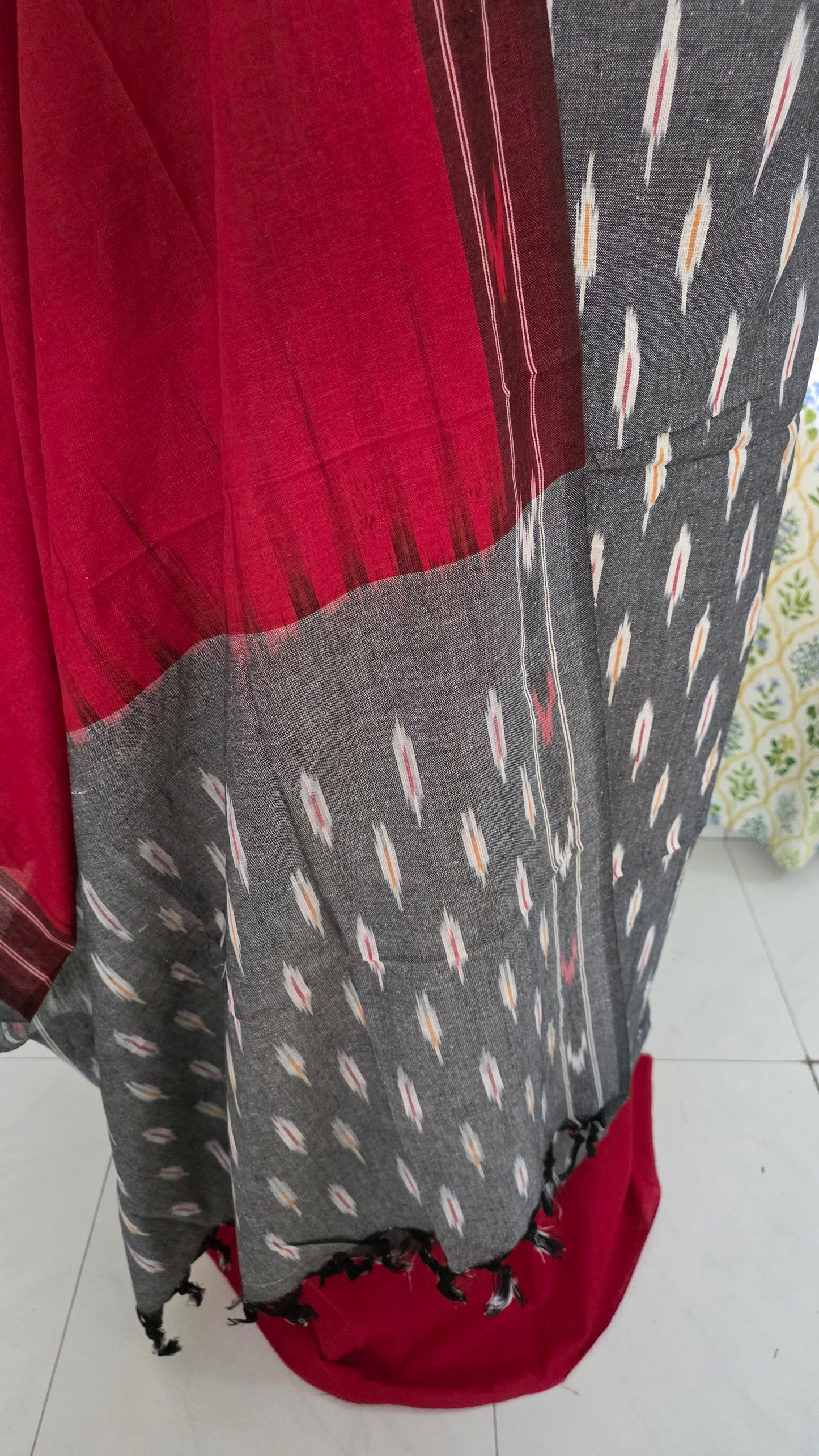 Pochampally Single Ikkat Grey Cotton Dress Material GIK14