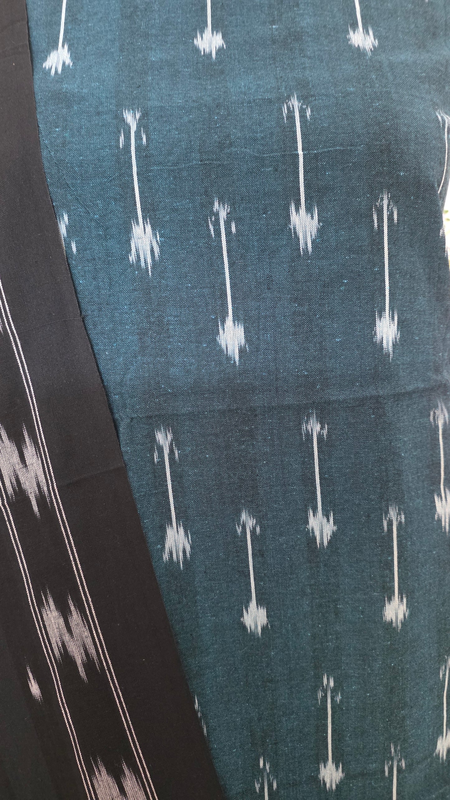 Pochampally Single Ikkat Teal Green Cotton Dress Material GIK16