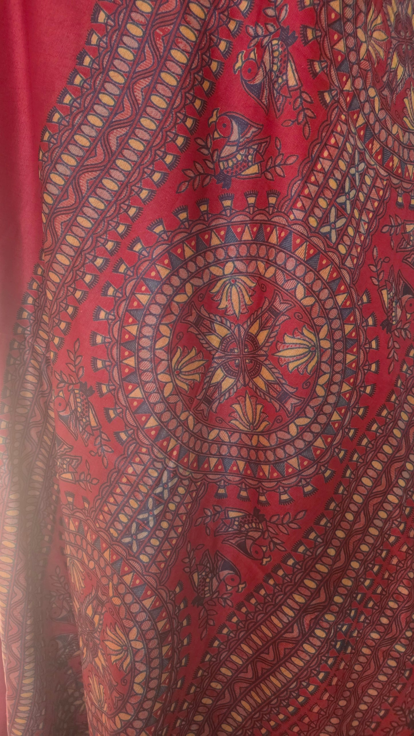 Red Soft Silk Madhubani Printed Saree