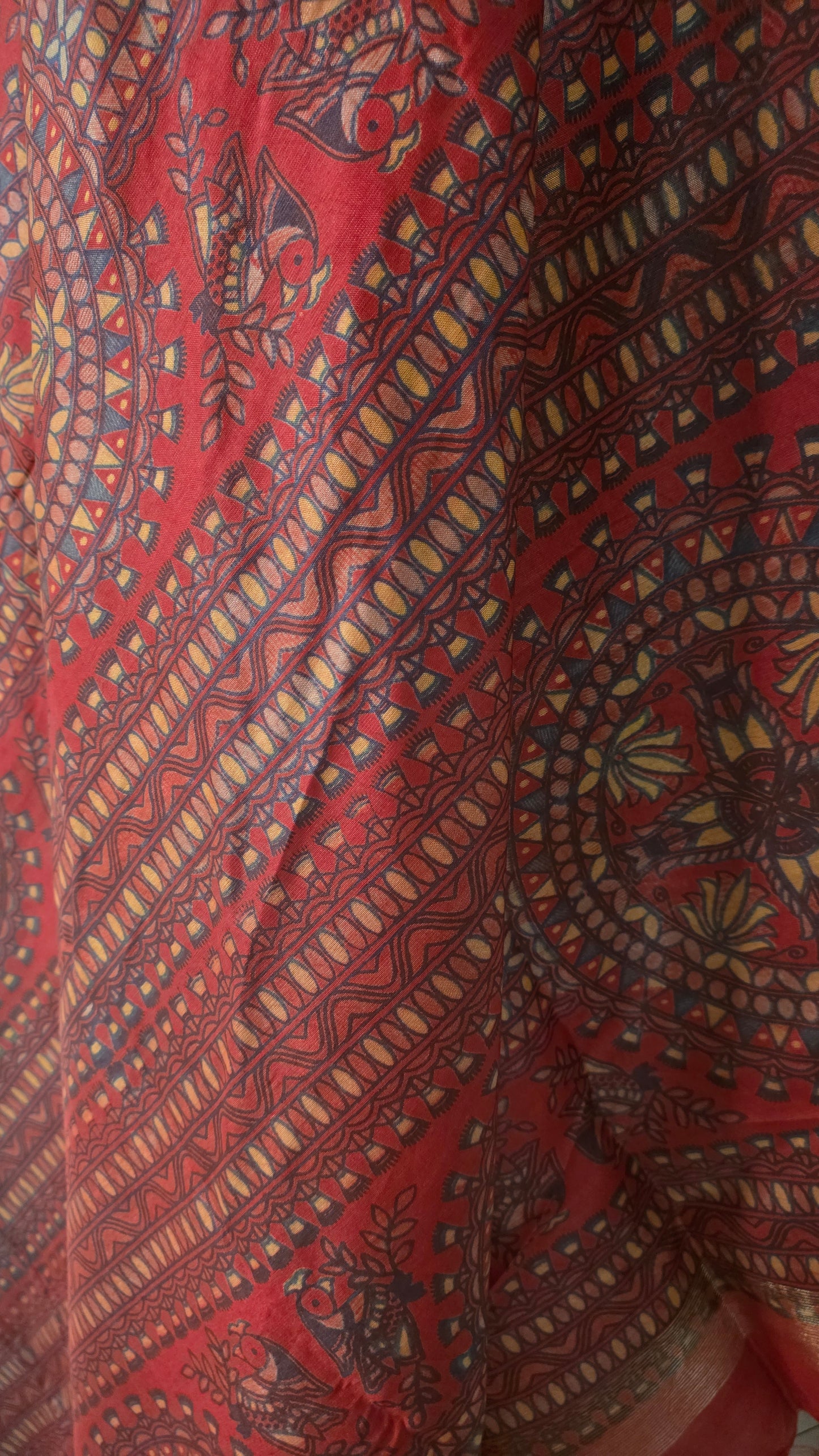 Red Soft Silk Madhubani Printed Saree