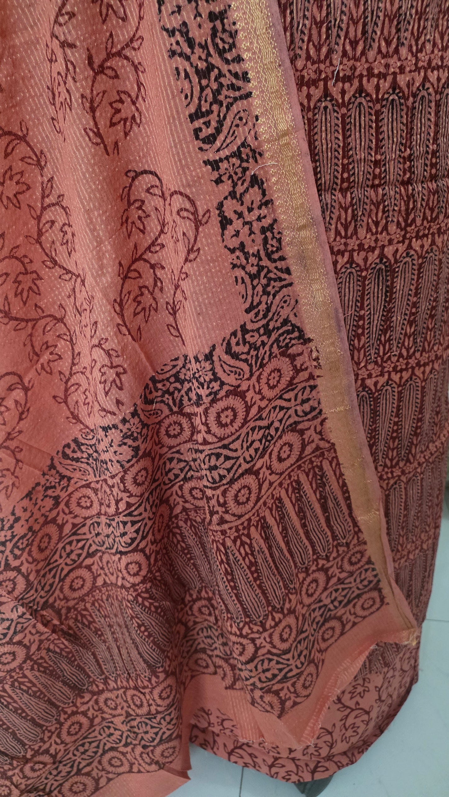Peach orange Pure Cotton Maheshwari Bagh Printed Suit with Dupatta MH46