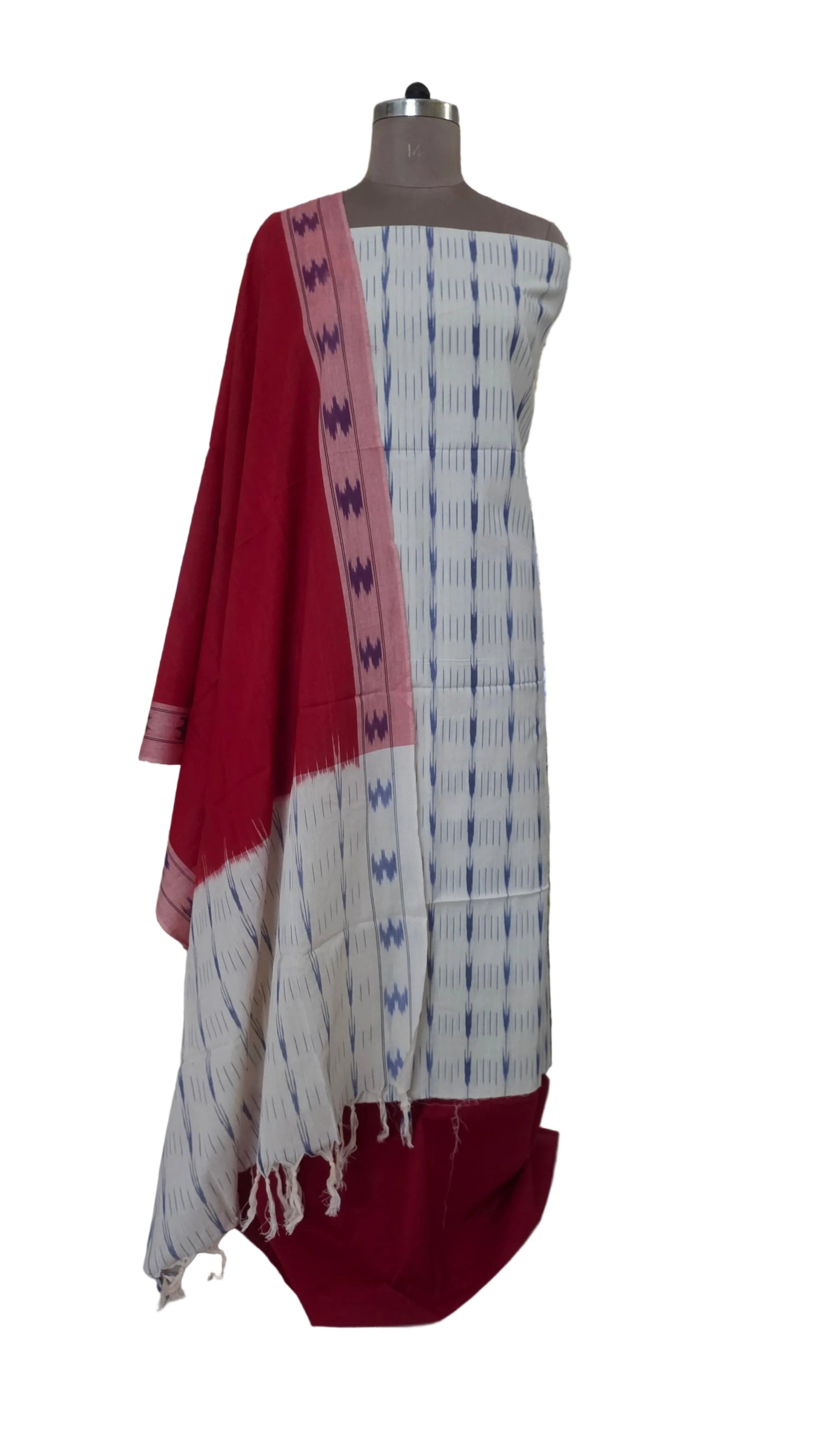 Pochampally Single Ikkat Cream Cotton Dress Material GIK17