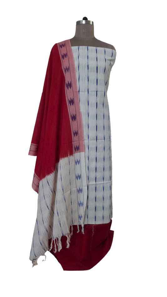 Pochampally Single Ikkat Cream Cotton Dress Material GIK17